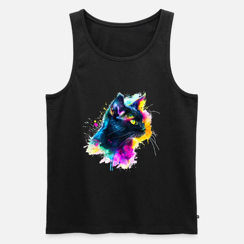 Chat Noir, schwarze Katze - Männer Premium Bio Tank Top - Schwarz