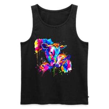 Kuh mit 3 Kälbern - Männer Premium Bio Tank Top - Schwarz - Vorne - AI Model Male 178 light (178cm)