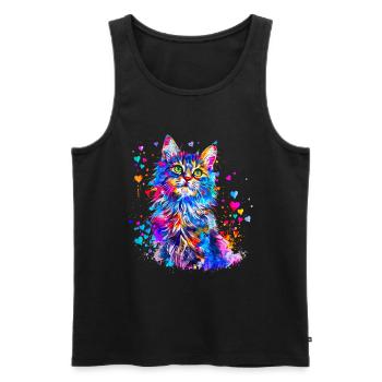 Cute Cat with Hearts - Men's Premium Organic Tank Top - black - Front - AI Model Male 178 light (178cm)