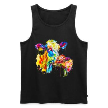 vache et son veau, maman vache - Débardeur bio Premium Homme - noir - Devant - Michal (187cm)