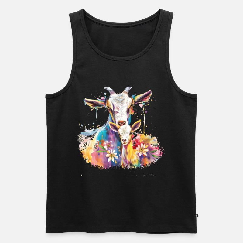 Ziege mit ihrem Kalb - Männer Premium Bio Tank Top - Schwarz