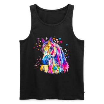 Buntes Pferd - Männer Premium Bio Tank Top - Schwarz - Vorne - AI Model Male 178 light (178cm)