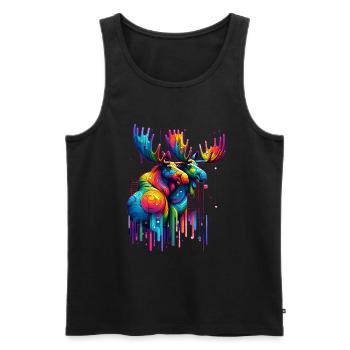 Farbenfroher Waldkönig - Elch in Pracht - Männer Premium Bio Tank Top - Schwarz - Vorne - AI Model Male 178 light (178cm)