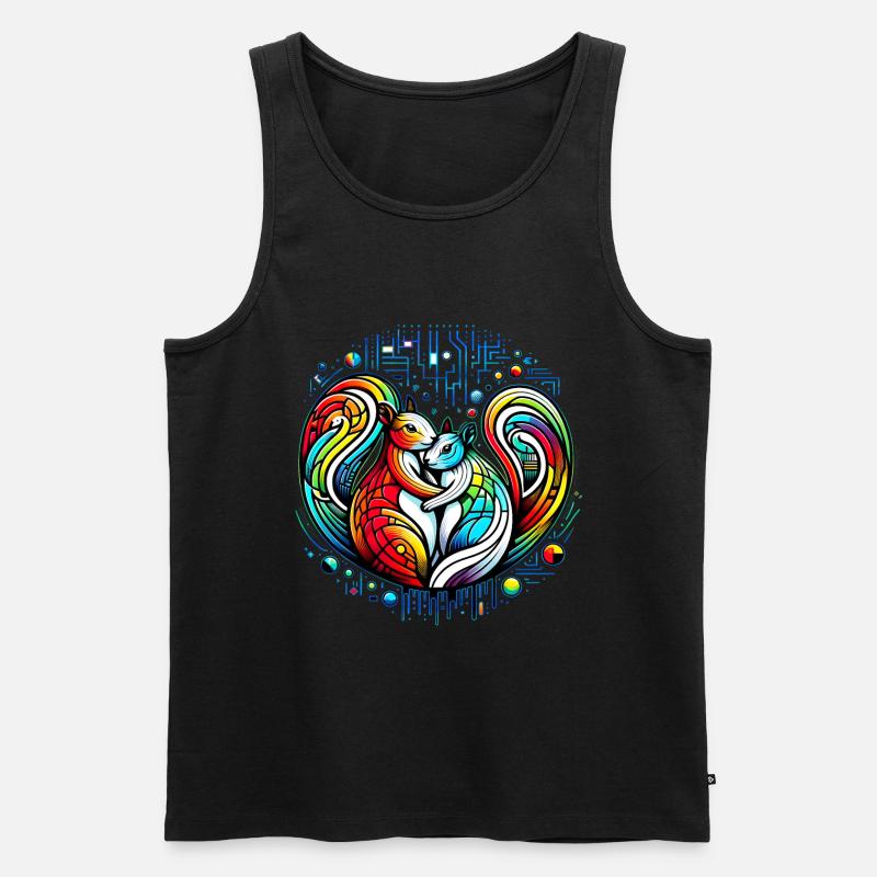 Farbenwind - Vereinte Eichhörnchen - Männer Premium Bio Tank Top - Schwarz