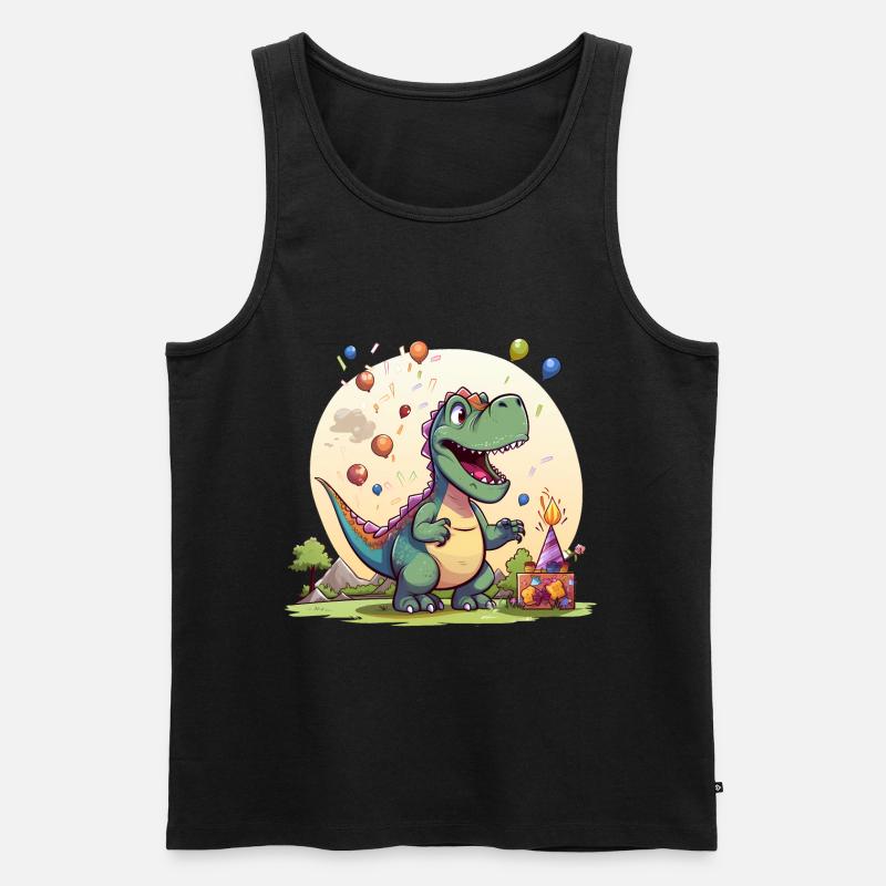 Cooles buntes Dinosaurier Motiv - T-Rex - Männer Premium Bio Tank Top - Schwarz