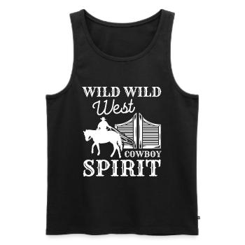 Lasso du cheval du Far West America - Débardeur bio Premium Homme - noir - Devant - Michal (187cm)