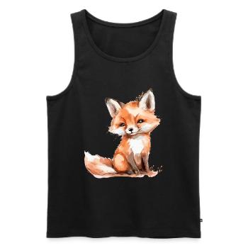 Baby fox, petite renard mignon - Débardeur bio Premium Homme - noir - Devant - Michal (187cm)