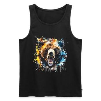 Grizzly, ours, bear - Débardeur bio Premium Homme - noir - Devant - Michal (187cm)