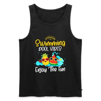 Pool Holidays Bathing - Men's Premium Organic Tank Top - black - Front - AI Model Male 178 light (178cm)