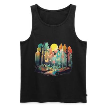 Wald Natur Bäume Baum Sonne Herbst - Männer Premium Bio Tank Top - Schwarz - Vorne - AI Model Male 178 light (178cm)