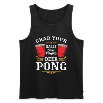 Beerpong Party Trinkspiel - Männer Premium Bio Tank Top - Schwarz - Vorne - AI Model Male 178 light (178cm)