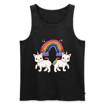 Chat Licorne Arc-en-ciel Chats Enfants - Débardeur bio Premium Homme - noir - Devant - AI Model Male 178 light (178cm)