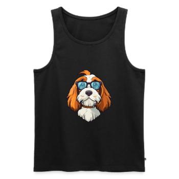 Petit Basset Griffon Vendéen Race Chien Aquarelle - Débardeur bio Premium Homme - noir - Devant - Michal (187cm)