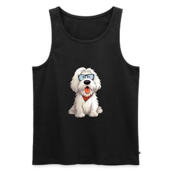 Vieux chien de berger anglais race de chien dessin animé à l’aquarelle - Débardeur bio Premium Homme - noir - Devant - Michal (187cm)