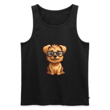 Norfolk Terrier Dog Breed Watercolor Cartoon Kawai - Men's Premium Organic Tank Top - black - Front - Michal (187cm)