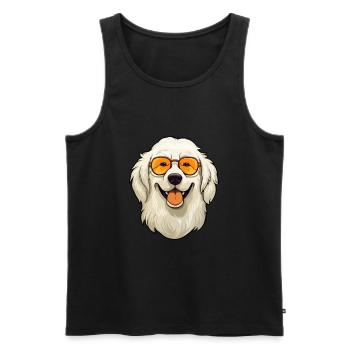 Grande race de chien des Pyrénées aquarelle dessin animé Kawaii - Débardeur bio Premium Homme - noir - Devant - Michal (187cm)