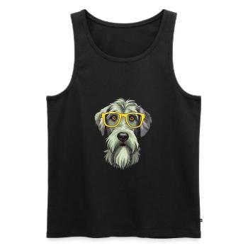 Irish Wolfhound Chien Race Aquarelle Dessin Animé Kawai - Débardeur bio Premium Homme - noir - Devant - Michal (187cm)