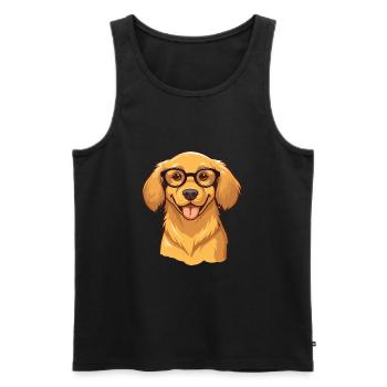Golden Retriever Dog Breed Watercolor Cartoon Kawa - Men's Premium Organic Tank Top - black - Front - AI Model Male 178 light (178cm)