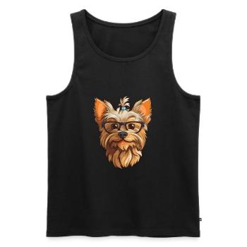 Yorkshire Terrier Hunderasse Aquarell Karikatur Kaw - Männer Premium Bio Tank Top - Schwarz - Vorne - AI Model Male 178 light (178cm)