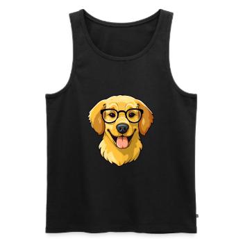 Golden Retriever Dog Breed Watercolor Cartoon Kawa - Men's Premium Organic Tank Top - black - Front - AI Model Male 178 light (178cm)