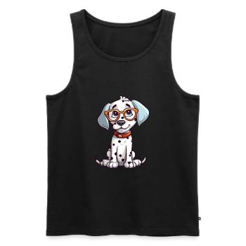 Dalmatinische Hunderasse Aquarell Karikatur Kawaii Glas - Männer Premium Bio Tank Top - Schwarz - Vorne - AI Model Male 178 light (178cm)