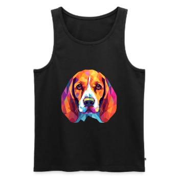 Beagle Dog Breed Watercolor Cartoon Kawaii Colorfu - Men's Premium Organic Tank Top - black - Front - Michal (187cm)