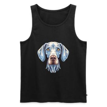 Braque de Weimar chien race aquarelle dessin animé Kawaii Col - Débardeur bio Premium Homme - noir - Devant - AI Model Male 178 light (178cm)