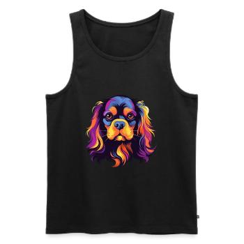 Cavalier King Charles Spaniel chien race aquarelle - Débardeur bio Premium Homme - noir - Devant - Michal (187cm)