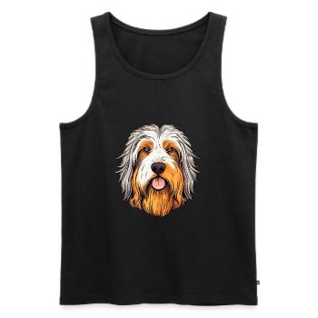 Bearded Collie chien race aquarelle dessin animé Kawaii - Débardeur bio Premium Homme - noir - Devant - Michal (187cm)