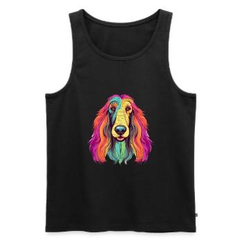Chien de chasse afghan race aquarelle dessin animé Kawaii C - Débardeur bio Premium Homme - noir - Devant - Michal (187cm)