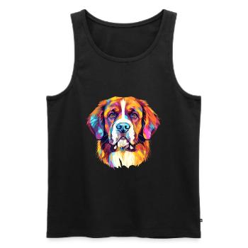 Saint Bernard chien race aquarelle dessin animé Kawaii - Débardeur bio Premium Homme - noir - Devant - AI Model Male 178 light (178cm)