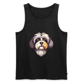Havanese Dog Breed Watercolor Cartoon Kawaii Color - Men's Premium Organic Tank Top - black - Front - Michal (187cm)