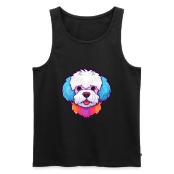 Bichon Frise chien race aquarelle dessin animé Kawaii C - Débardeur bio Premium Homme - noir - Devant - Michal (187cm)