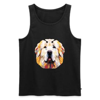 Grande race de chien des Pyrénées aquarelle dessin animé Kawaii - Débardeur bio Premium Homme - noir - Devant - Michal (187cm)