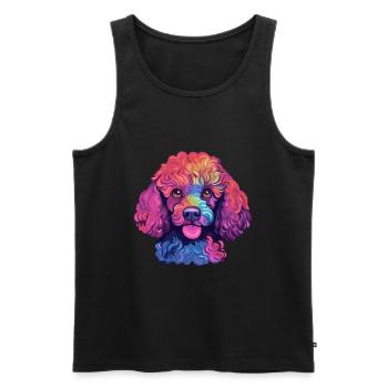 Jouet caniche chien race aquarelle dessin animé Kawaii Col - Débardeur bio Premium Homme - noir - Devant - Michal (187cm)