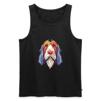 Petit Basset Griffon Vendéen race de chien aquarelle - Débardeur bio Premium Homme - noir - Devant - Michal (187cm)