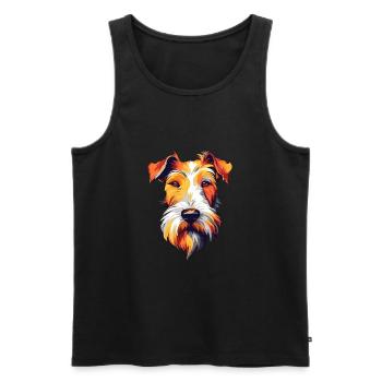 Draht Foxterrier Hunderasse Aquarell Karikatur Kawa - Männer Premium Bio Tank Top - Schwarz - Vorne - AI Model Male 178 light (178cm)