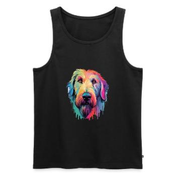 Irischer Wolfshund Hunderasse Aquarell Karikatur Kawai - Männer Premium Bio Tank Top - Schwarz - Vorne - AI Model Male 178 light (178cm)