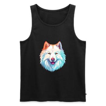 Samoyède chien race aquarelle dessin animé Kawaii Colorf - Débardeur bio Premium Homme - noir - Devant - Michal (187cm)