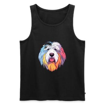 Vieux chien de berger anglais chien race aquarelle dessin animé - Débardeur bio Premium Homme - noir - Devant - Michal (187cm)