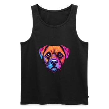 Border Terrier Dog Breed Watercolor Cartoon Kawaii - Men's Premium Organic Tank Top - black - Front - Michal (187cm)