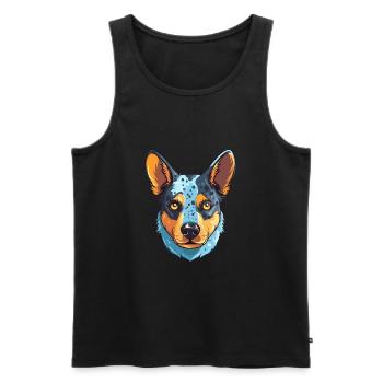 Australischer Rinderhund Rasse Aquarell Karikatur Kaw - Männer Premium Bio Tank Top - Schwarz - Vorne - AI Model Male 178 light (178cm)