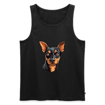 Miniature Pinscher Dog Breed Watercolor Cartoon Ka - Men's Premium Organic Tank Top - black - Front - Michal (187cm)