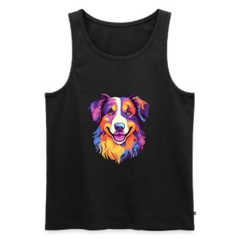Australian Shepherd Dog Breed Watercolor Cartoon K - Men's Premium Organic Tank Top - black - Front - Michal (187cm)