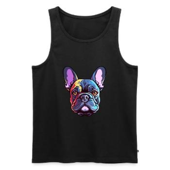 Französische Bulldogge Hunderasse Aquarell Karikatur Kawaii - Männer Premium Bio Tank Top - Schwarz - Vorne - Michal (187cm)