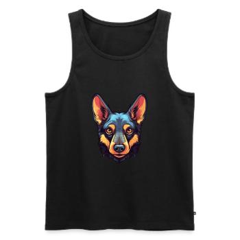 Australischer Kelpie Hund Rasse Aquarell Karikatur Kaw - Männer Premium Bio Tank Top - Schwarz - Vorne - AI Model Male 178 light (178cm)