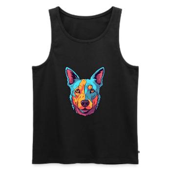 Australischer Rinderhund Rasse Aquarell Karikatur Kaw - Männer Premium Bio Tank Top - Schwarz - Vorne - AI Model Male 178 light (178cm)