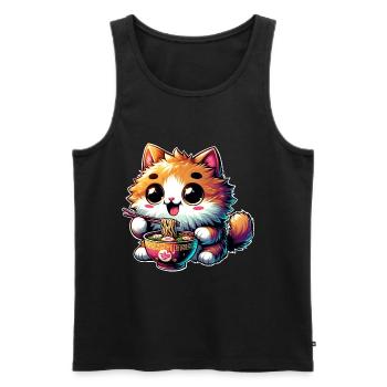 Cat Ramen Kawaii Anime - Men's Premium Organic Tank Top - black - Front - AI Model Male 178 light (178cm)
