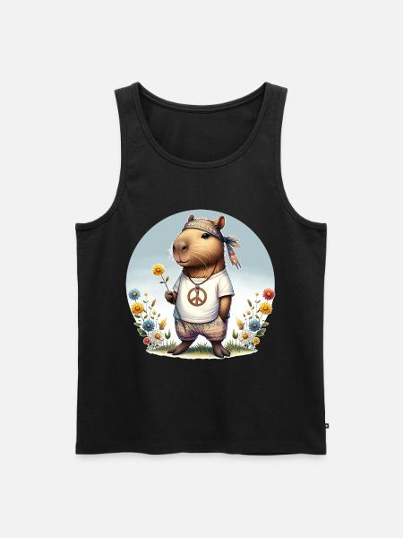 Capybara Hippie Peace - Men's Premium Organic Tank Top - black
