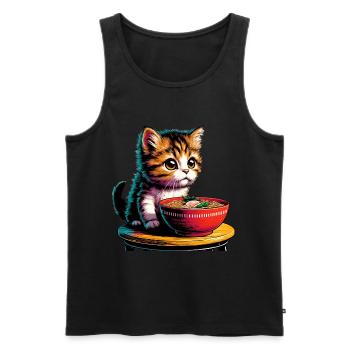 Cat Ramen Kawaii Anime - Men's Premium Organic Tank Top - black - Front - AI Model Male 178 light (178cm)